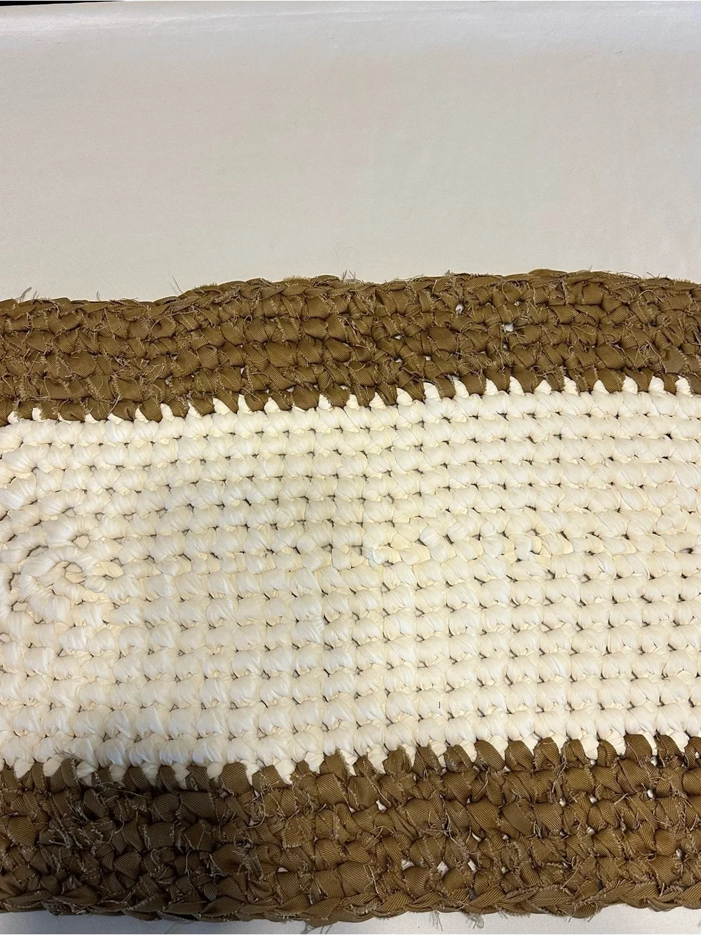 Handwoven braided rag rug Cream and Brown Oval rug  - Neutral Braided Accent